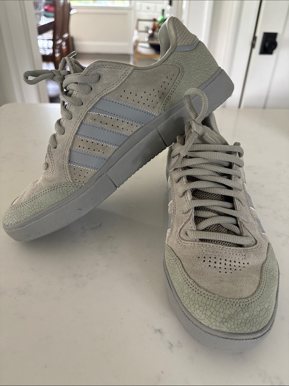 Adidas Men's Tyshawn Casual Suede Lace-Up Sneakers in Light Gray 10